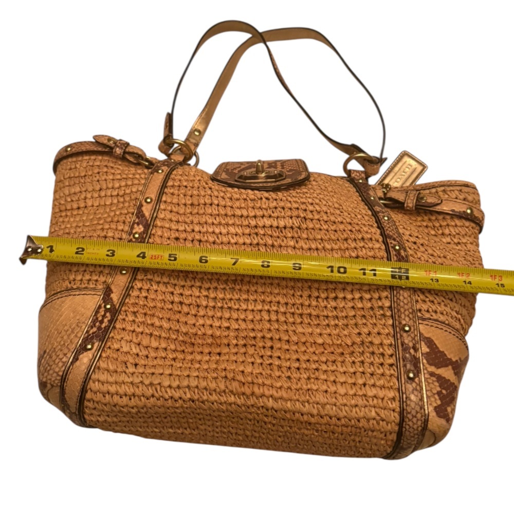 Coach Python Straw Natalie Tote 16839 - Picture 12 of 13